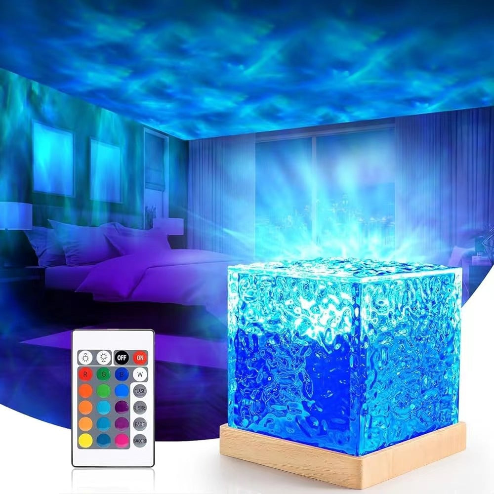 Lampada Notturna RGB Effetto Acqua 🌊 | 16 Colori | Telecomando | Idea Regalo