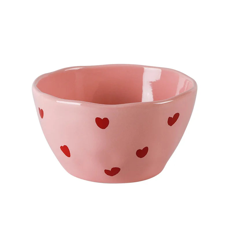 Pink Heart Ceramic Dinnerware – Plates, Cups, and Bowls