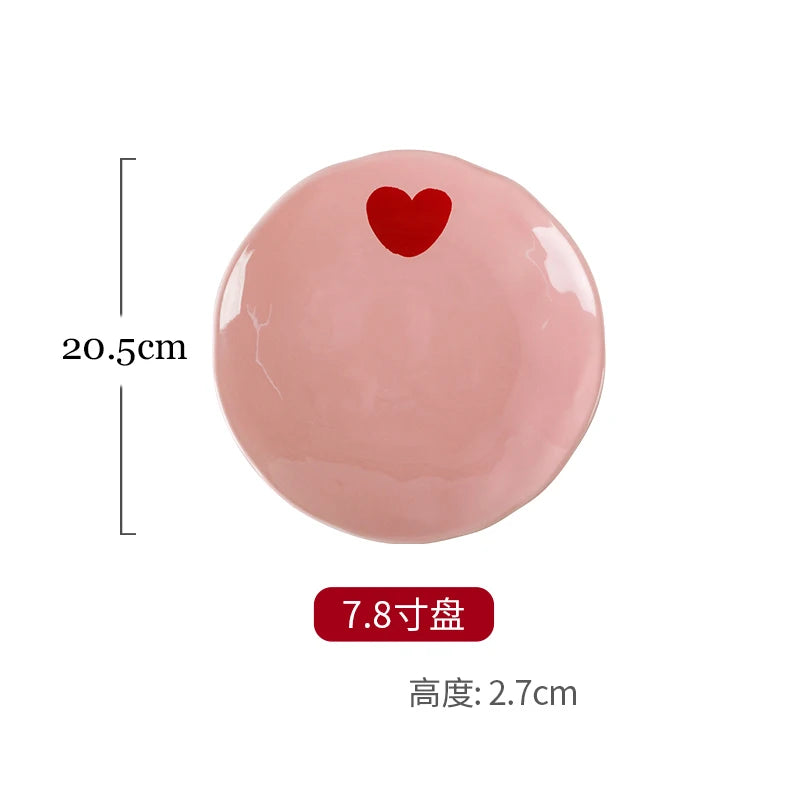 Stoviglie in Ceramica con Cuori Rosa ♥️ – Piatti, Tazze e Ciotole