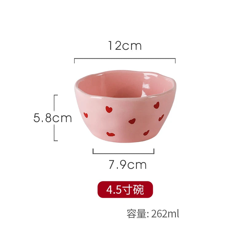 Stoviglie in Ceramica con Cuori Rosa ♥️ – Piatti, Tazze e Ciotole