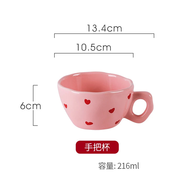 Stoviglie in Ceramica con Cuori Rosa ♥️ – Piatti, Tazze e Ciotole