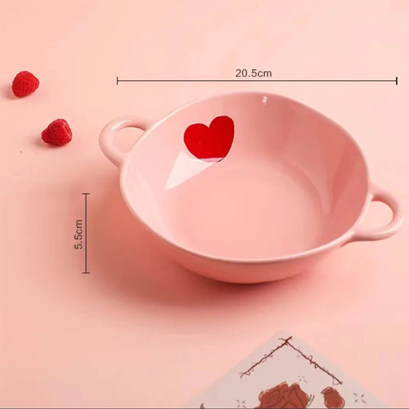 Stoviglie in Ceramica con Cuori Rosa ♥️ – Piatti, Tazze e Ciotole