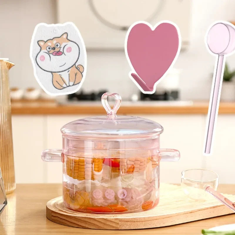 Casseruola di Vetro Rosa 🌸 | Pentola Estetica per Cucina Moderna