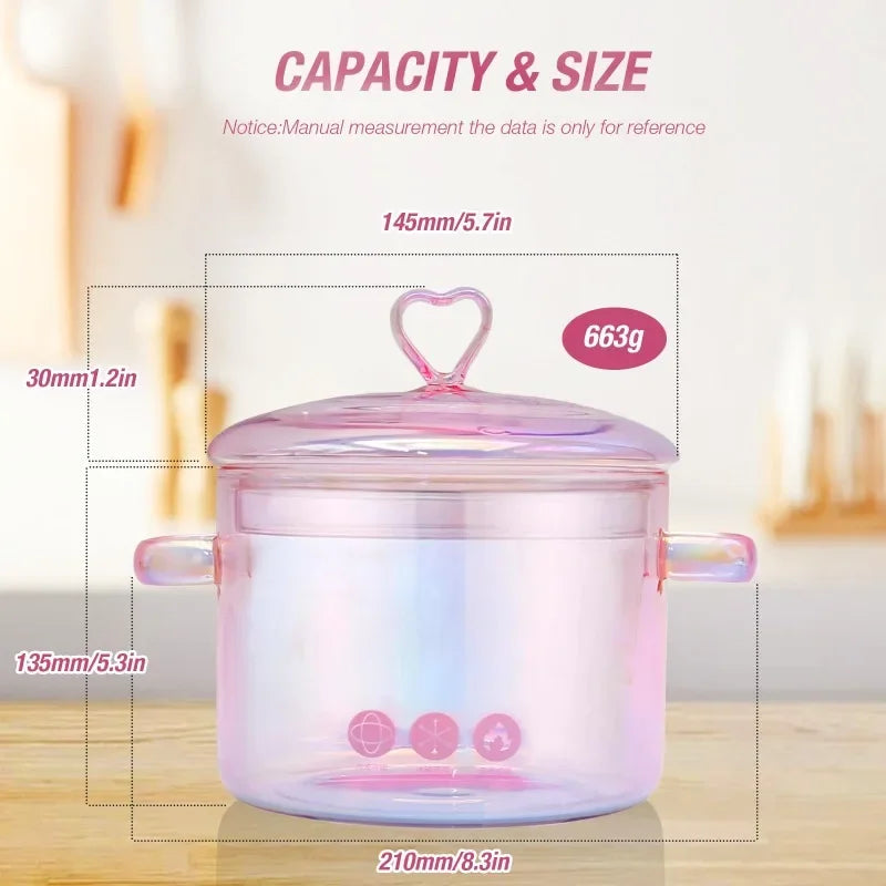 Casseruola di Vetro Rosa 🌸 | Pentola Estetica per Cucina Moderna