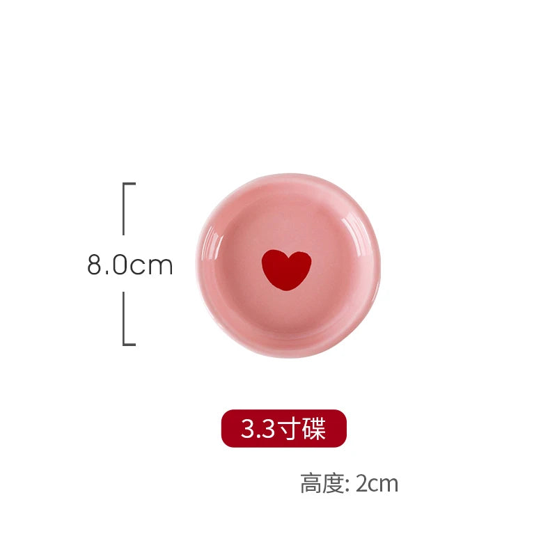 Pink Heart Ceramic Dinnerware – Plates, Cups, and Bowls