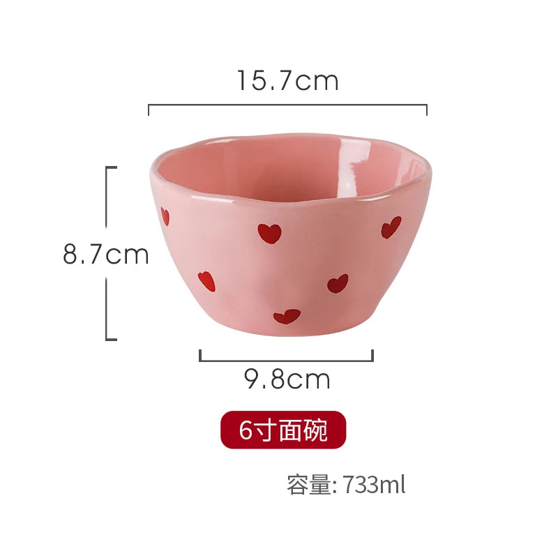 Stoviglie in Ceramica con Cuori Rosa ♥️ – Piatti, Tazze e Ciotole