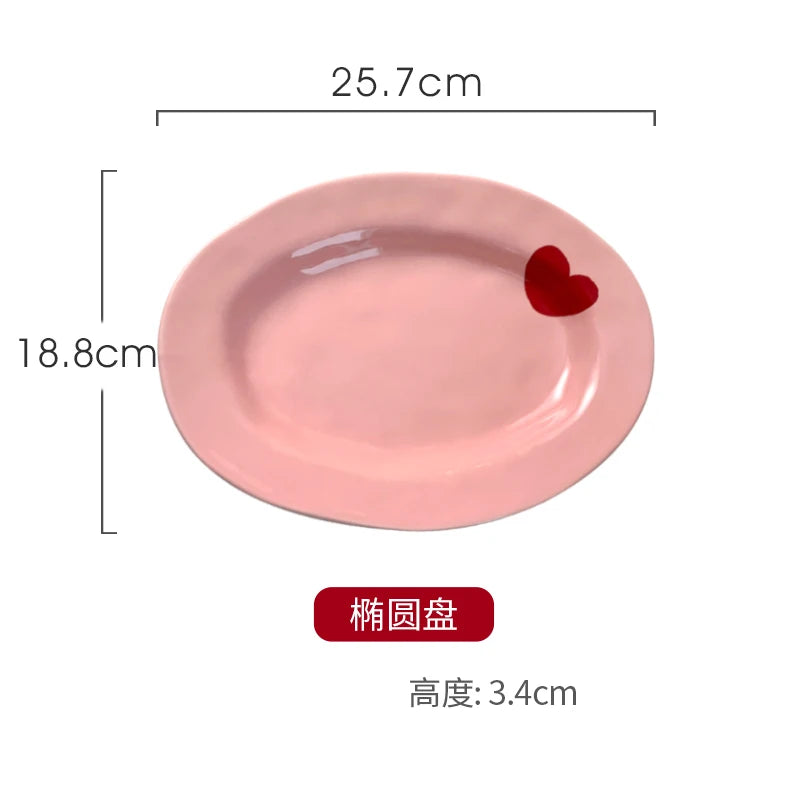 Stoviglie in Ceramica con Cuori Rosa ♥️ – Piatti, Tazze e Ciotole