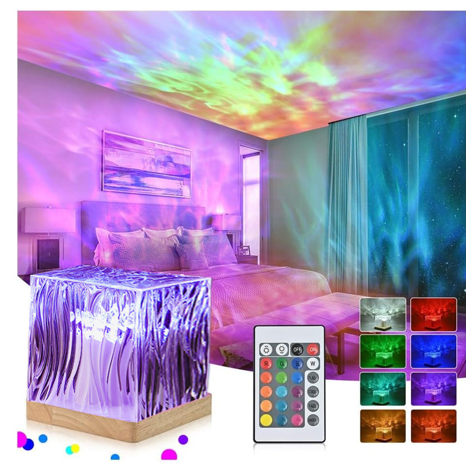 Lampada Notturna RGB Effetto Acqua 🌊 | 16 Colori | Telecomando | Idea Regalo